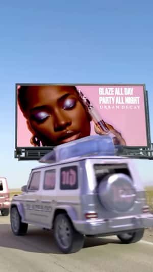 Cars with Eye Shadow Colors in a fake-out-of-home ad of Urban Decay