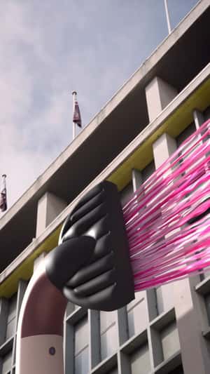 Inflatable Hair Dryer Roams the Street in a fake-out-of-home ad of Dyson Beauty