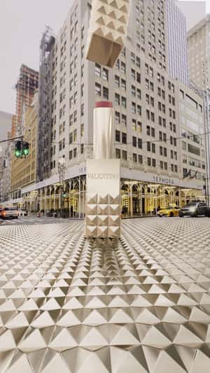 Emerging Giant Spike Valentino Buttery Matte Lip Color on 5th Street, New York a fake-out-of-home (FOOH) ad for by Sephora