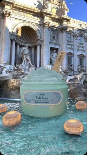 Body Scrub Installation on Fountain in a fake-out-of-home ad of SABON