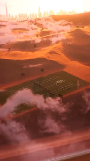Tennis Court in Dubai Desert in a fake-out-of-home ad of ATP Tour