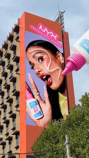 Glue Primer Applied on Billboard in a fake-out-of-home ad of NYX Professional Makeup