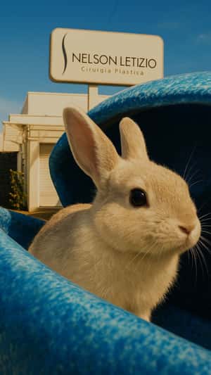 Bunny Inside Easter Egg in a fake-out-of-home ad of Clinica Nelson Letizio
