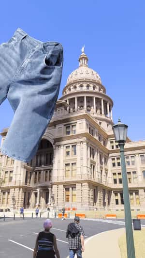 Spotted on Texas Capitol in a fake-out-of-home ad of American Eagle