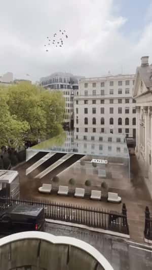 Crane Lowers Mirrored Shoebox in a fake-out-of-home ad of Adidas