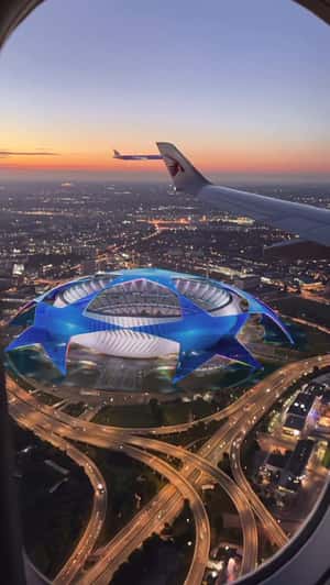 Blue Stars Logo Covering Stadium in a fake-out-of-home ad of Qatar Airways 