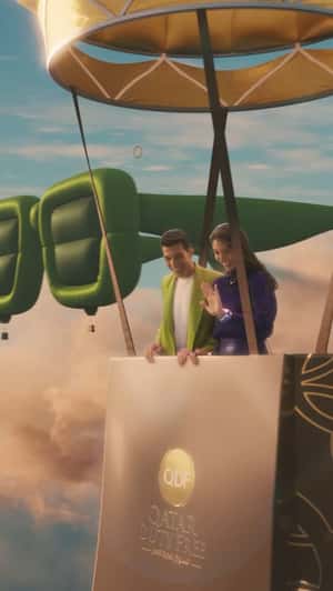 Golden Cake Hot Air Balloon in a fake-out-of-home ad of Duty Free 