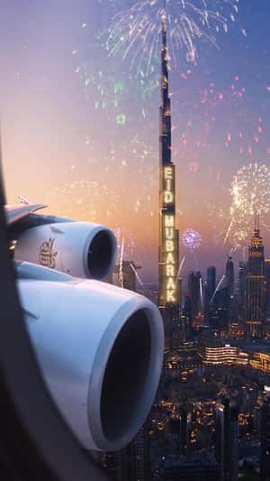 Eid Greetings on Burj Khalifa in a fake-out-of-home ad of Emirates 