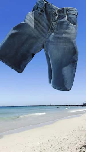 Denim Descends on Beach in a fake-out-of-home ad of American Eagle 