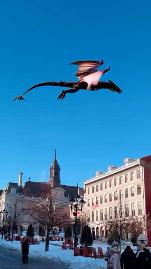 Dragon Spotted Soaring in the City in a fake-out-of-home ad Dragon's Den