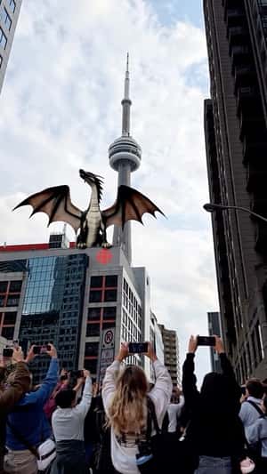 Dragon Spotted Near Tower in a fake-out-of-home ad of Dragon's Den 