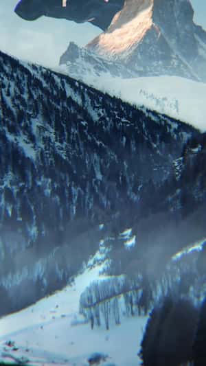 Black Banner Waving on Mountain in a fake-out-of-home ad of Alpian Bank