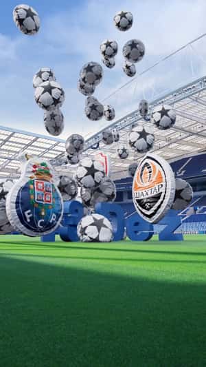 Football Balloons Rain Down on Stadium in a fake-out-of-home ad of FC Porto