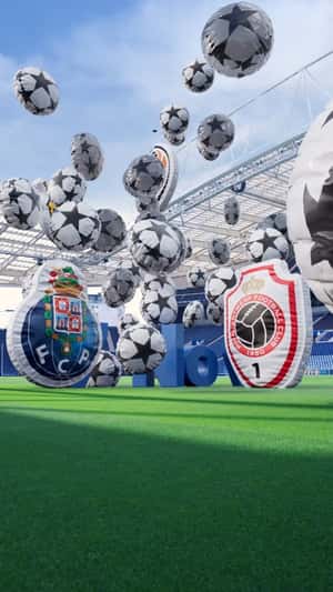 Stadium Showered with Football Balloons in a fake-out-of-home ad of FC Porto