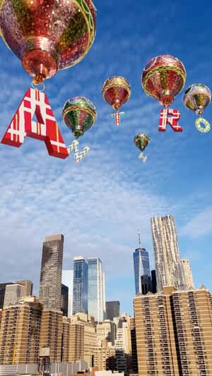 Hot Air Balloon Ornaments at NYC in a fake-out-of-home ad of Anthropologie