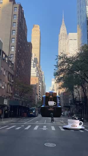 Coffee Maker Cruising at NYC Street in a fake-out-of-home ad of Arzum OKKA