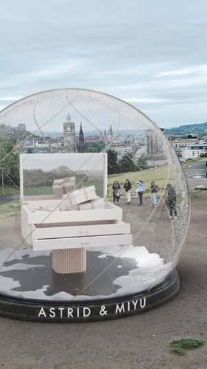 Jewelry Boxes Inside Snow Globe in a fake-out-of-home ad of Astrid & Miyu