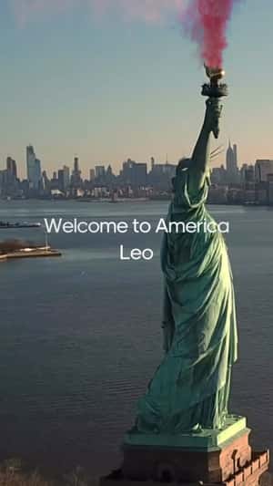 Statue of Liberty's Torch Emits Red Smoke in a fake-out-of-home ad of Adidas