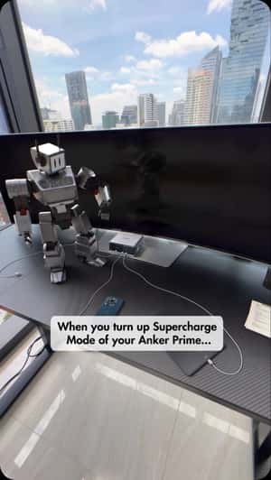 Laptop Transformed to Robot in a fake-out-of-home ad of Anker