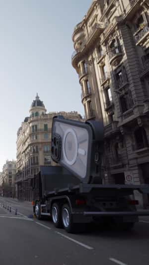 Phone with Case Drops from Truck in a fake-out-of-home ad of CASETiFY