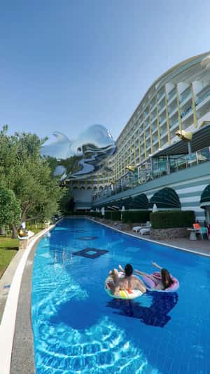 Silver Dolphin Glides Above the Pool in a fake-out-of-home ad of Delphin Hotels