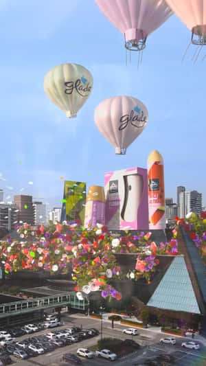 Air Freshener Delivered by Hot Air Balloon in a fake-out-of-home ad of Glade