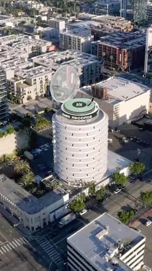 Vinyl Record Player at Capitol Records in fake-out-of-home ad of AMIRI