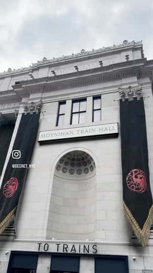 Banners Hang at Train Station in a fake-out-of-home ad of Game of Thrones