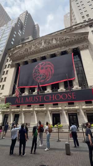 Banner Rolls Up at NYSE Building in a fake-out-of-home ad of Game of Thrones