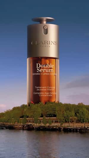 New Serum Launch in fake-out-of-home ad of Clarins