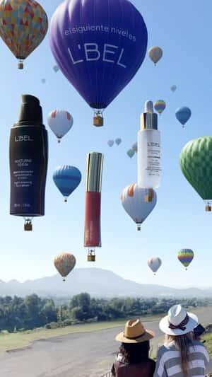 Facial Products Floats like Hot Air Balloon in a fake-out-of-home-ad of L'BEL