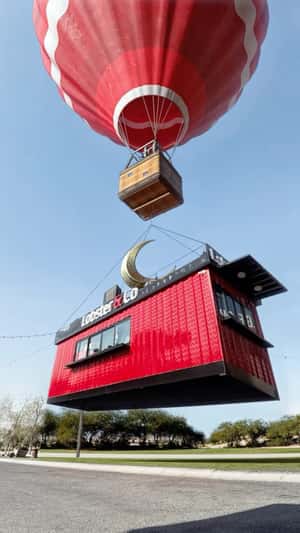 Hot Air Balloon Lifts Off Food Stall in a fake-out-of-home ad of Lobster & Co