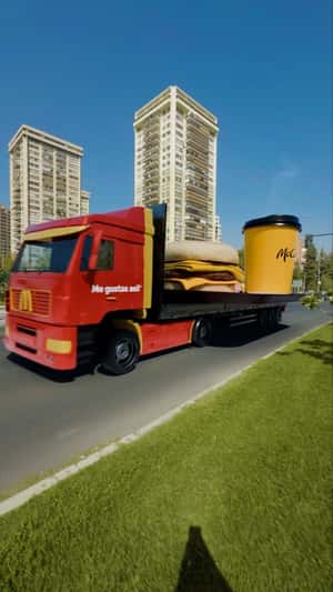 Truck Loaded with Breakfast Treats in a fake-out-of-home ad of McDonald's