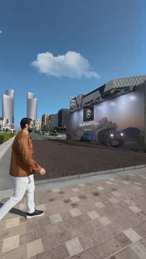 Off-road Car Emerges from Billboard in a fake-out-of-home ad of Mercedes-Benz