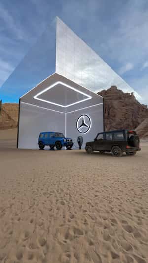 Glass Building Unveils Electric Car in a fake-out-of-home ad of Mercedes-Benz