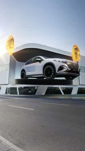 Building Parts to Reveal an SUV in a fake-out-of-home ad of Mercedes-Benz