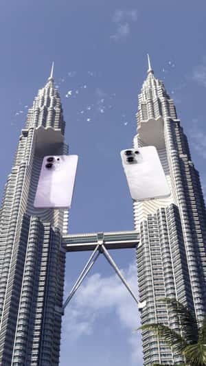 Smartphones Unveiled at Petronas Towers in a fake-out-of-home ad of OPPO
