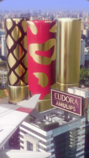 Lipstick Skyscrapers in fake-out-of-home ad of Eudora