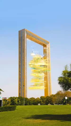 Jersey Hanging on the Dubai Frame in a fake-out-of-home ad OF OPPO
