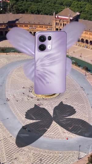 Smartphone Flies with Butterfly Wings in a fake-out-of-home ad of OPPO