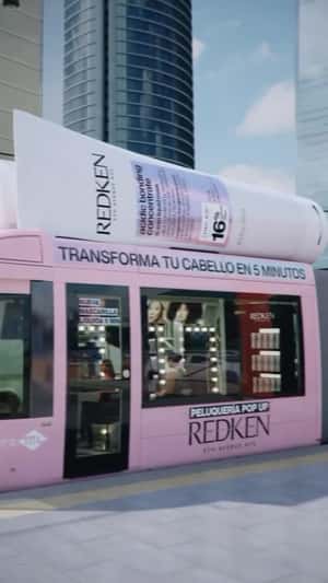Hair Conditioner Bottle Display on Tram in a fake-out-of-home-ad of RedKen