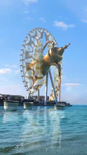 Dallah Pours Coffee From Ferris Wheel in-a-fake-out-of-home ad of Samsung