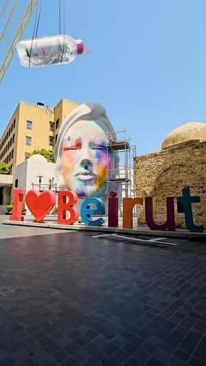 Cleanser on a Crane in fake-out-of-home ad of Garnier