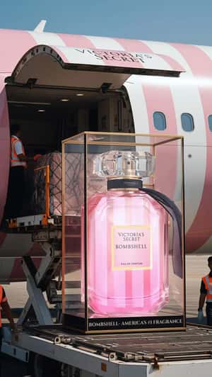 Perfume Arrival at Airport in a fake-out-of-home ad of Victoria's Secret