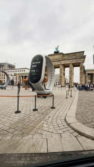 Runners on Smartwatch Treadmills in a fake-out-of-home ad of Xiaomi