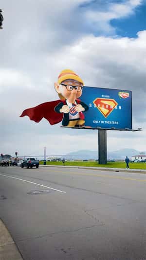 Cape Flowing in the Wind from Billboard in a fake-out-of-home ad of Keebler