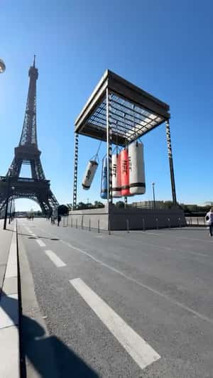 Giant Punching Bags in Paris fake out of home ad of Qatar Airways