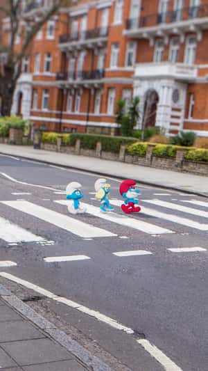Smurfs Crossing the Pedestrian Lane in a fake-out-of-home ad of Paramount Pictures