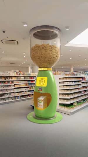 Dispenser Grinds Oats into Milk in a fake-out-of-home ad of DM