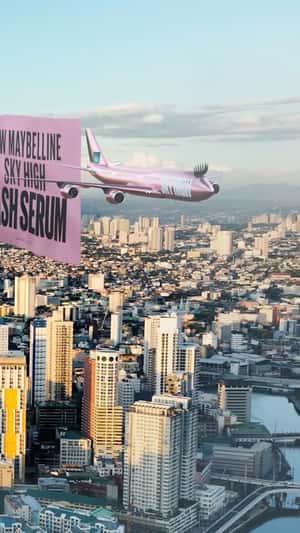 Pink Airplane with Lashes in fake-out-of-home ad of Maybelline